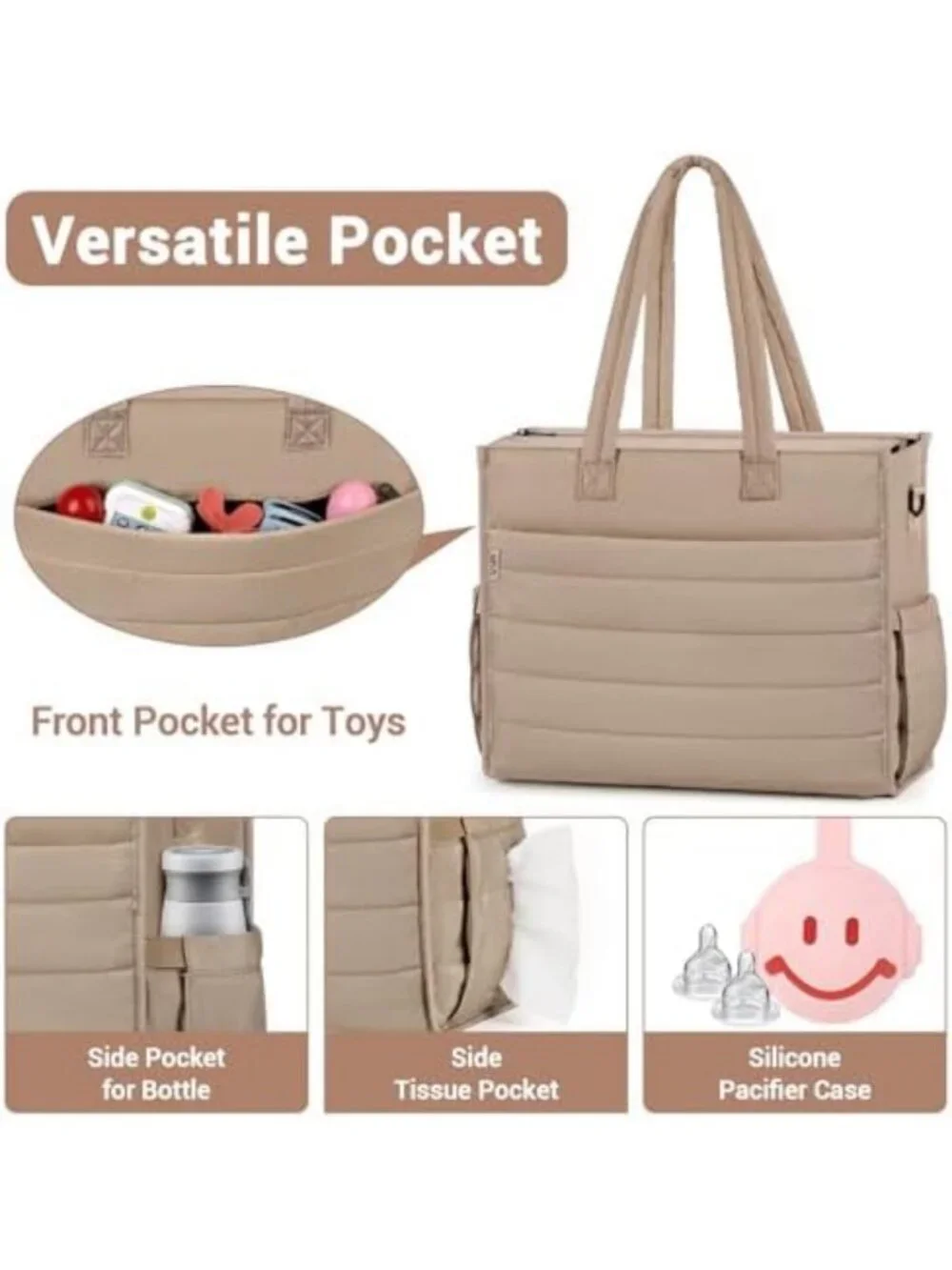Large Diaper Tote Bag for Baby | Stylish Hospital Mommy Bag for Labor & Delivery